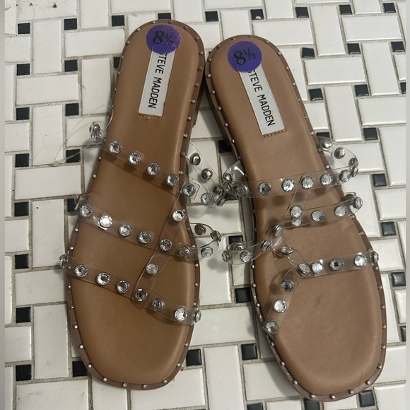 Steve Madden Brown Sandals with Silver Studs - Picture 1 of 3